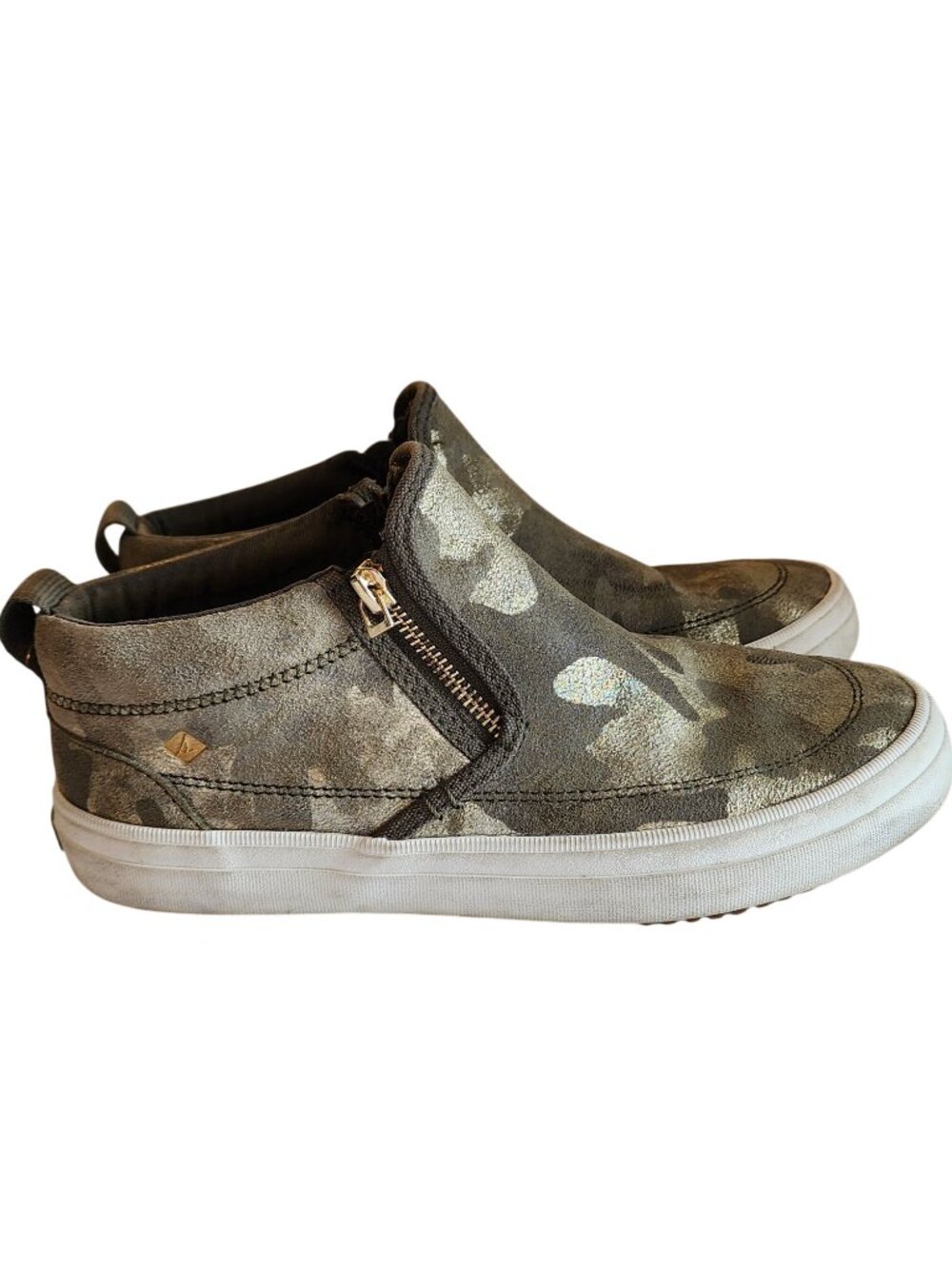 Sperry Women's Crest Lug Zone Sneakers Shoes Suede Olive Camo Size 7.5
